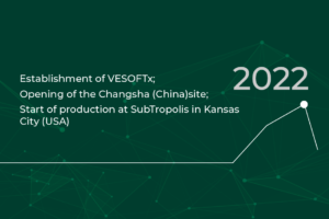 RLE timeline 2022: Establishment of VESOFTx, opening of the Changsha (China) site, Start of production at SubTropolis in Kansas City (USA)