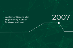 RLE Zeitstrahl 2007: Implementierung der Engineering Center Strategie weltweit